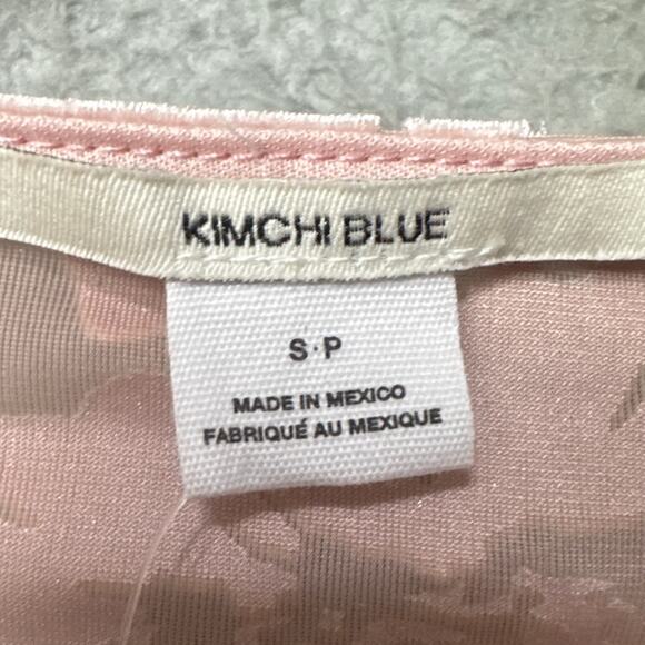 Kimchi Blue Stevie Burnout Velvet Flyaway Tie-Front Top Rose Fairy Boho Cottage - Picture 8 of 9